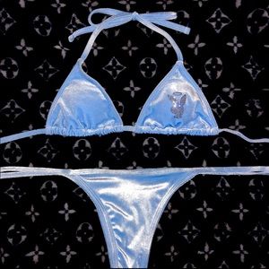 SUEDE BLUE PLAYBOY BIKINI